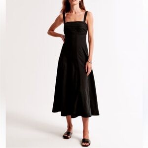 Abercrombie & Fitch Linen Black Midi Dress